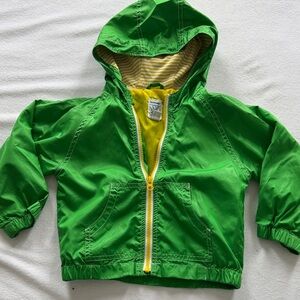 Old Navy Bright Green Jacket with Yellow Striped Lining